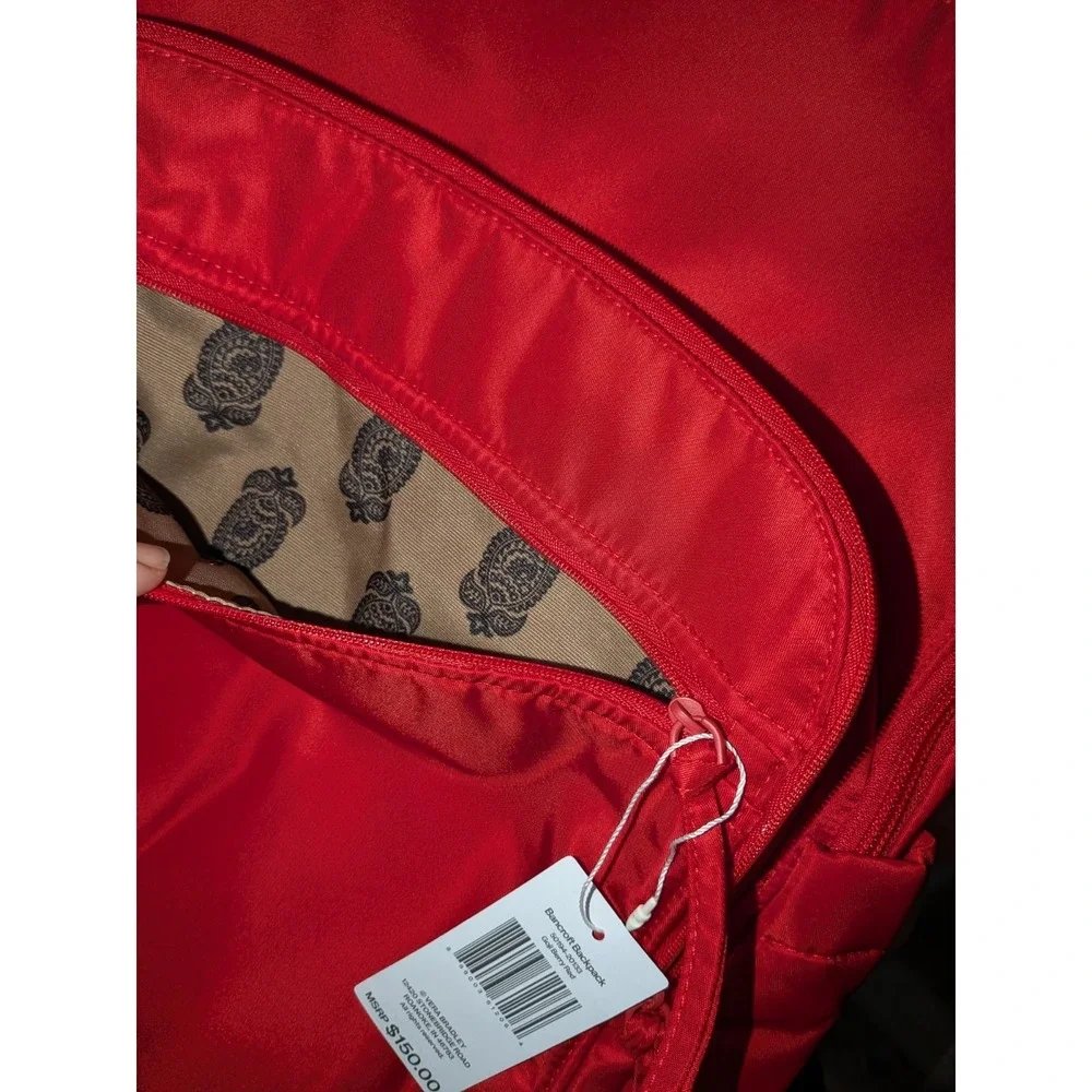 Vera Bradley backpack Large Bancroft Nylon Goji Berry Red Bookbag NEW $150